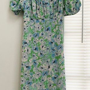 Primark greens and blues floral long dress